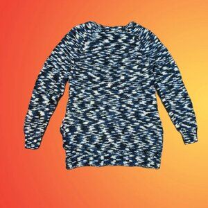 Forever 21 Sweater Juniors XS Cobalt Blue White, Black Pullover Knit High Low